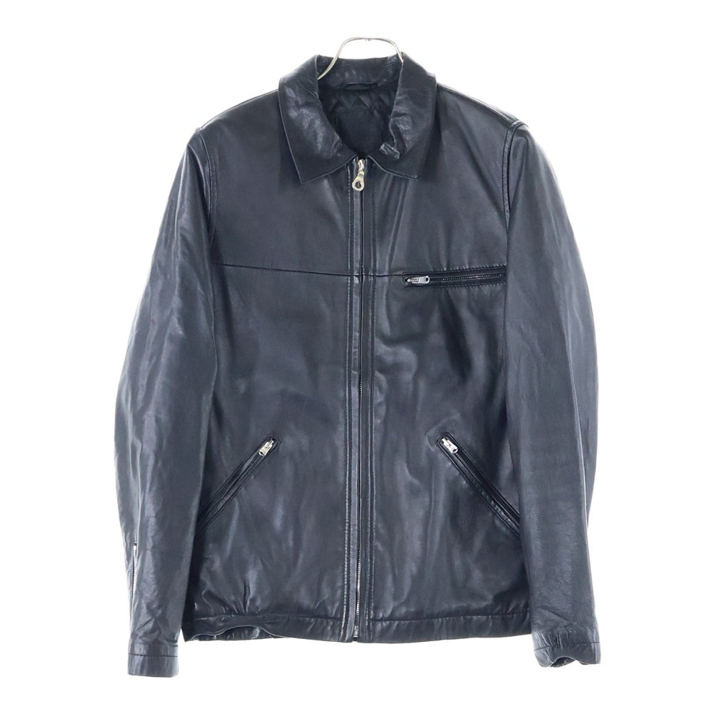STUSSY(ステューシー) ラムレザー ジップアップ シングルライダースジャケット ブラック