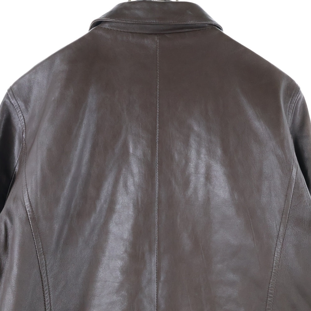 STUSSY(ステューシー) ラムレザー ジップアップ シングルライダースジャケット ブラウン