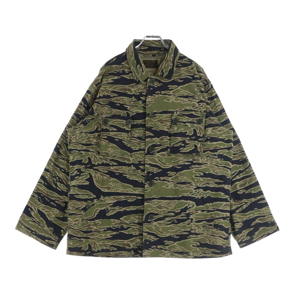 WACKO MARIA(ワコマリア) TIGERCAMO L/S SHIRTS バックロゴプリント タイガーカモ アーミー長袖シャツ カーキ