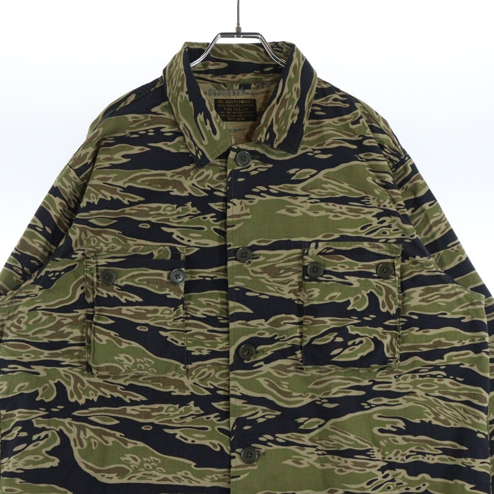 WACKO MARIA(ワコマリア) TIGERCAMO L/S SHIRTS バックロゴプリント タイガーカモ アーミー長袖シャツ カーキ