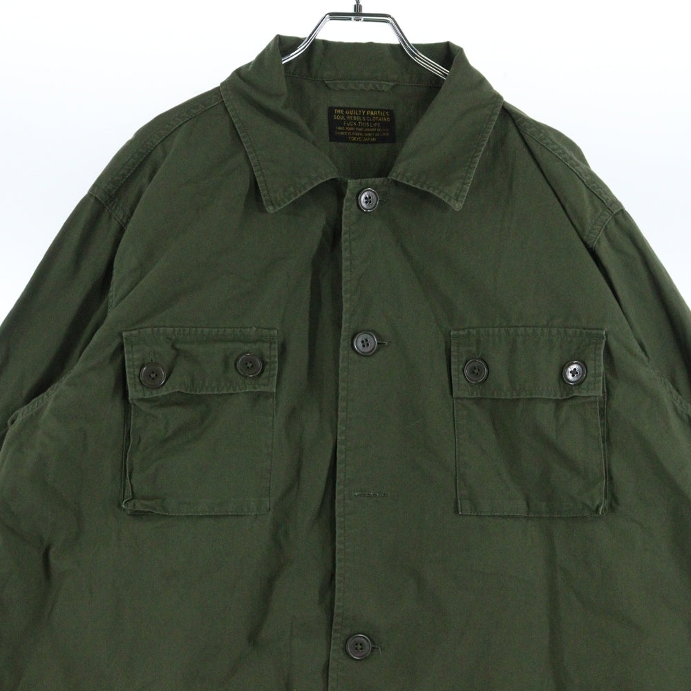 WACKO MARIA(ワコマリア) ARMY L/S SHIRTS バックロゴプリント アーミー長袖シャツ カーキ