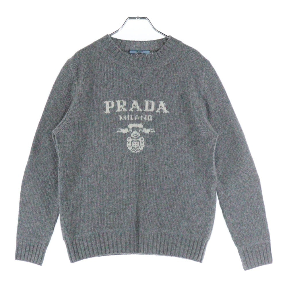 PRADA(プラダ) 23SS ロゴクルーネック カシミヤ ウールニットセーター グレー P24G1V S232 1YMW