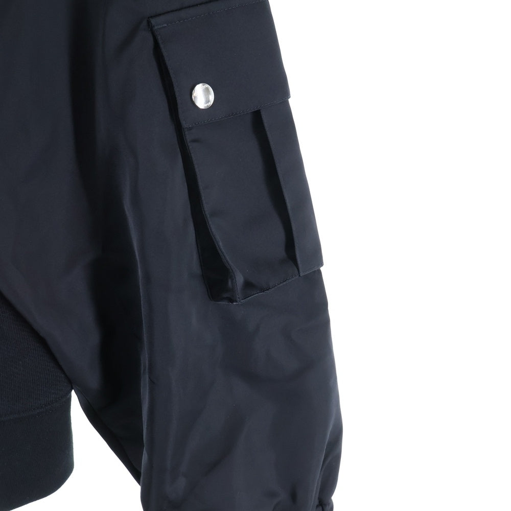 OFF-WHITE(オフホワイト) Hybrid Nylon Hoodie ナイロン 切替 フロントロゴプリント プルオーバーパーカー スウェット ブラック