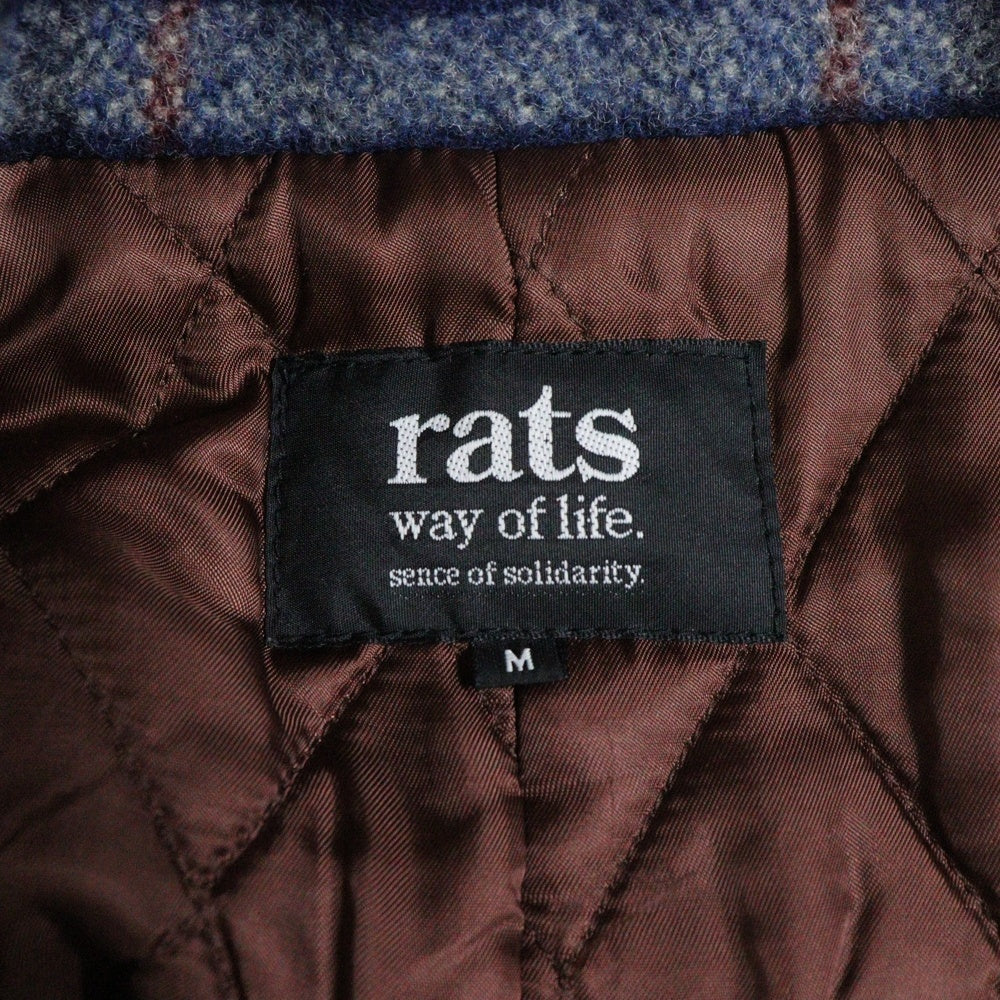 RATS(ラッツ) キルティングライナー ウールチェック柄Pコート ブルー