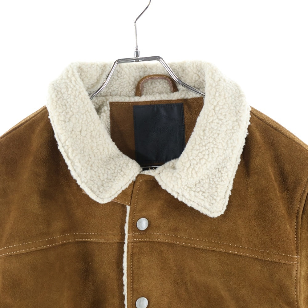STUSSY(ステューシー) ×CHALLENGER チャレンジャー スウェード カウレザー ボアライナーレザージャケット ブラウン