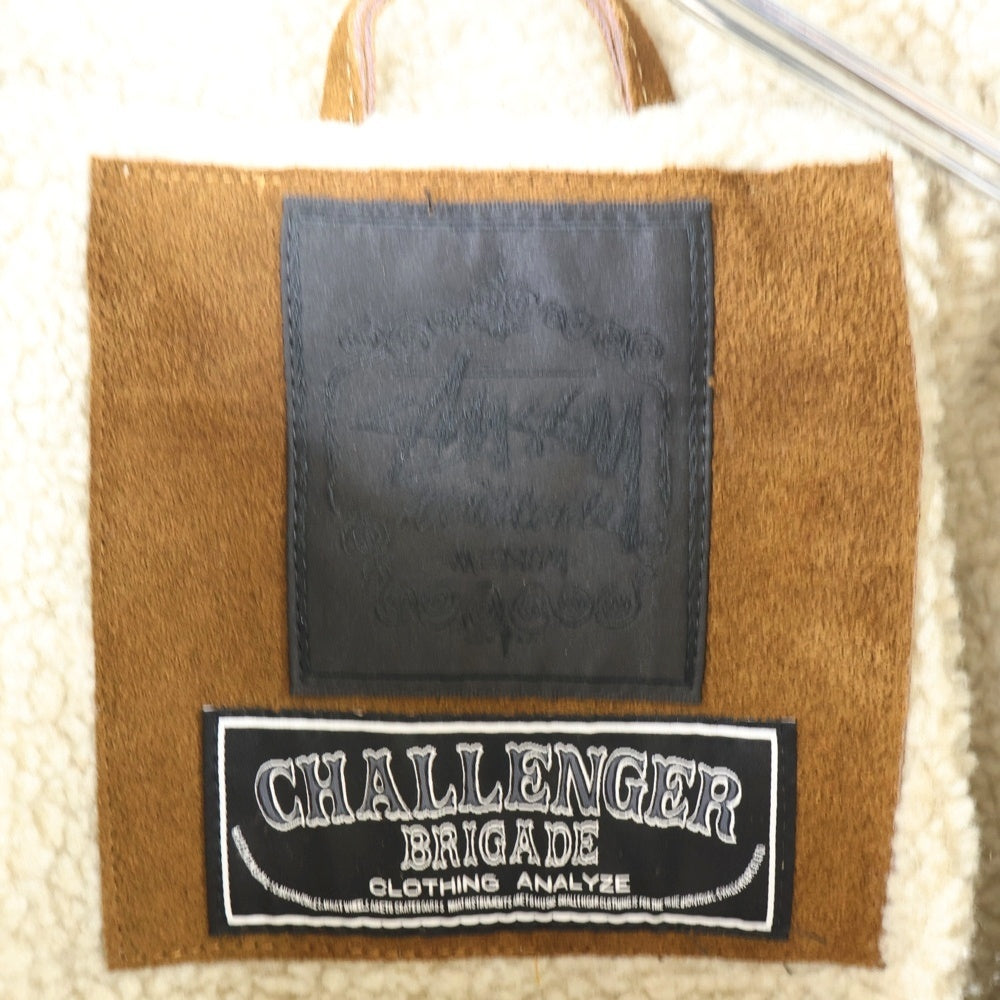 STUSSY(ステューシー) ×CHALLENGER チャレンジャー スウェード カウレザー ボアライナーレザージャケット ブラウン