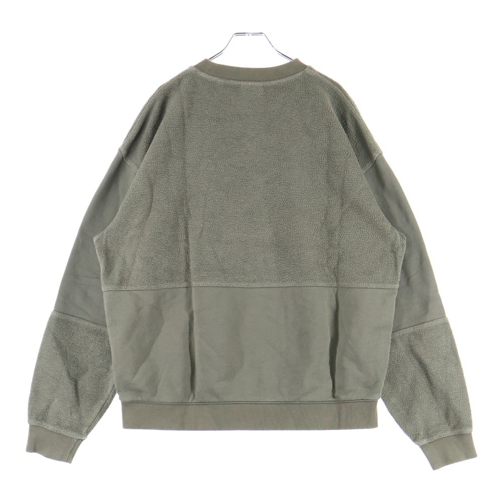 KITH(キス) Reverse Paneled Crewneck リバースロゴ刺繍クルーネックスウェットトレーナー カーキ 22-070-060-0027-4-0