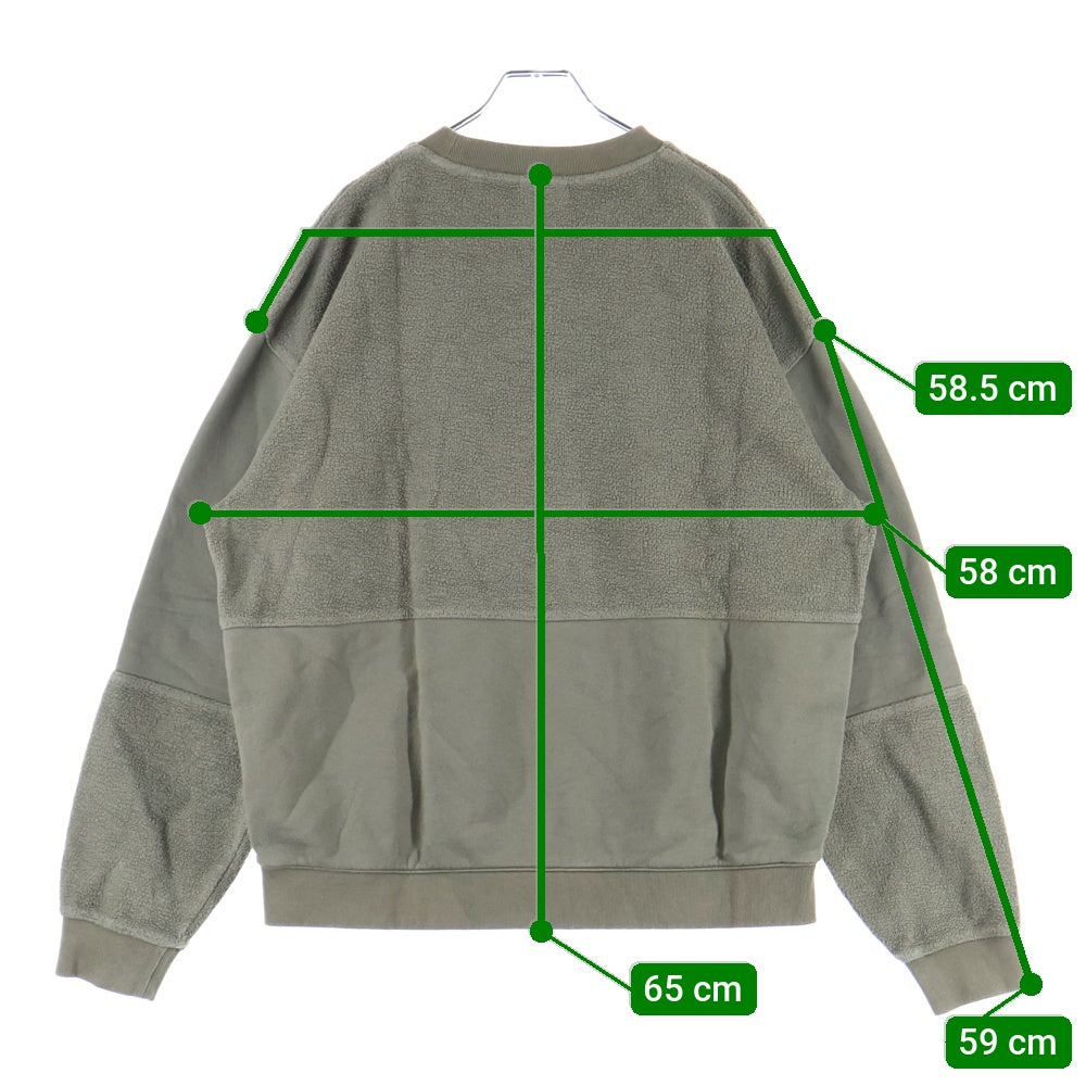 KITH(キス) Reverse Paneled Crewneck リバースロゴ刺繍クルーネックスウェットトレーナー カーキ 22-070-060-0027-4-0