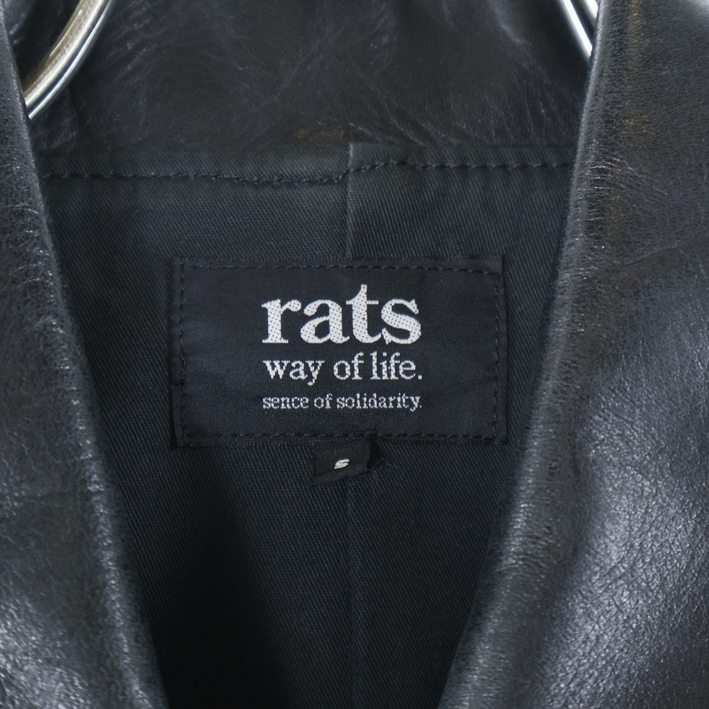 RATS(ラッツ) レザー ウール ジップアップ カーコート ジャケット ブルゾン ブラック