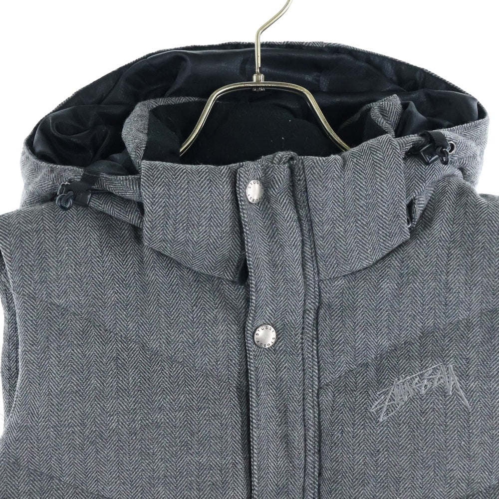 STUSSY(ステューシー) ウール フード付き ダウンベスト グレー