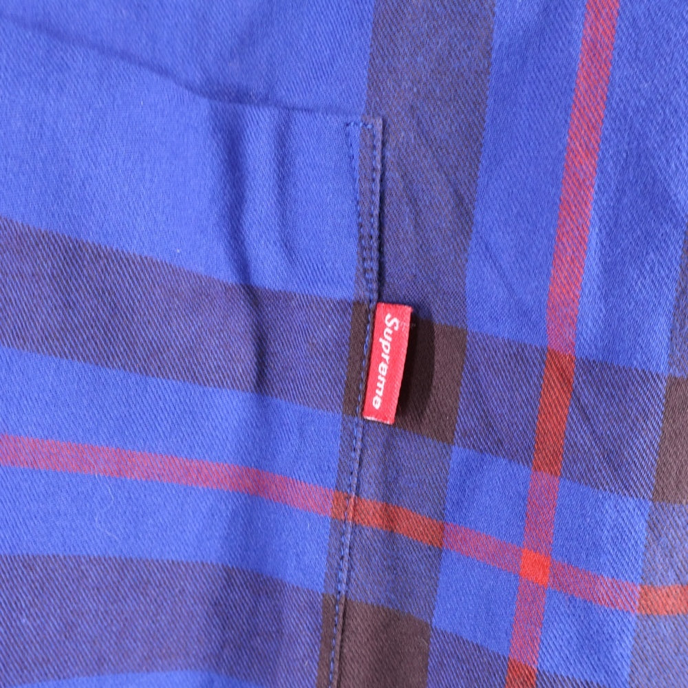 SUPREME(シュプリーム) 15AW ×COMME des GARCONS SHIRT ×コムデギャルソンシャツ バックロゴプリント チェック 長袖シャツ ブルー/レッド S1FW15