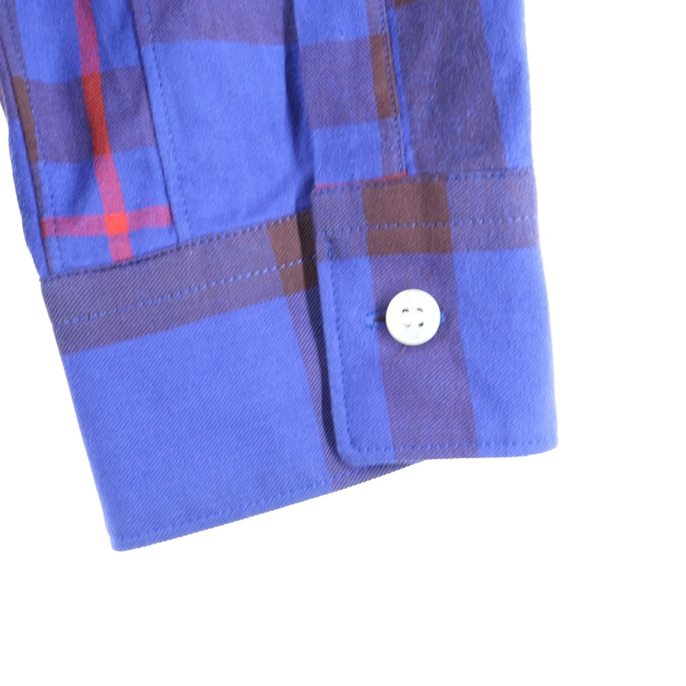 SUPREME(シュプリーム) 15AW ×COMME des GARCONS SHIRT ×コムデギャルソンシャツ バックロゴプリント チェック 長袖シャツ ブルー/レッド S1FW15