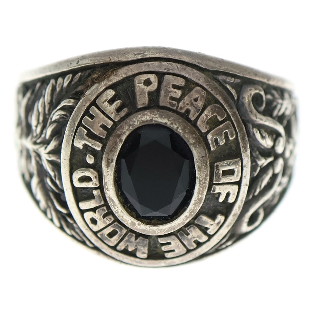 NO BRAND(ノーブランド) ストーン入り カレッジリング 指輪 シルバー