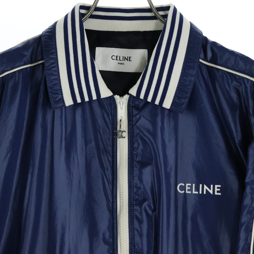 CELINE(セリーヌ) 18AW トリンオフロゴジップアップ ロゴプリント ナイロン ジャケット ブルゾン ブルー