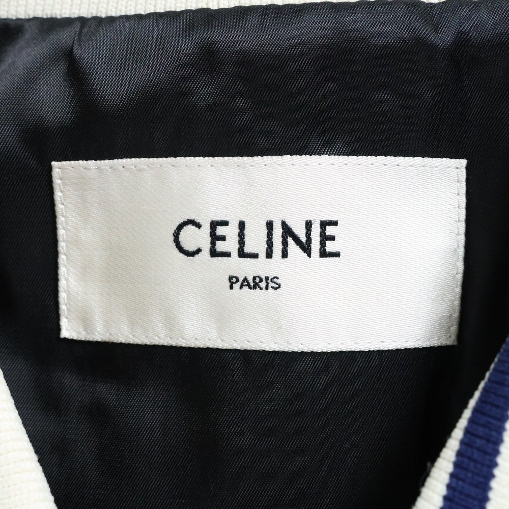 CELINE(セリーヌ) 18AW トリンオフロゴジップアップ ロゴプリント ナイロン ジャケット ブルゾン ブルー