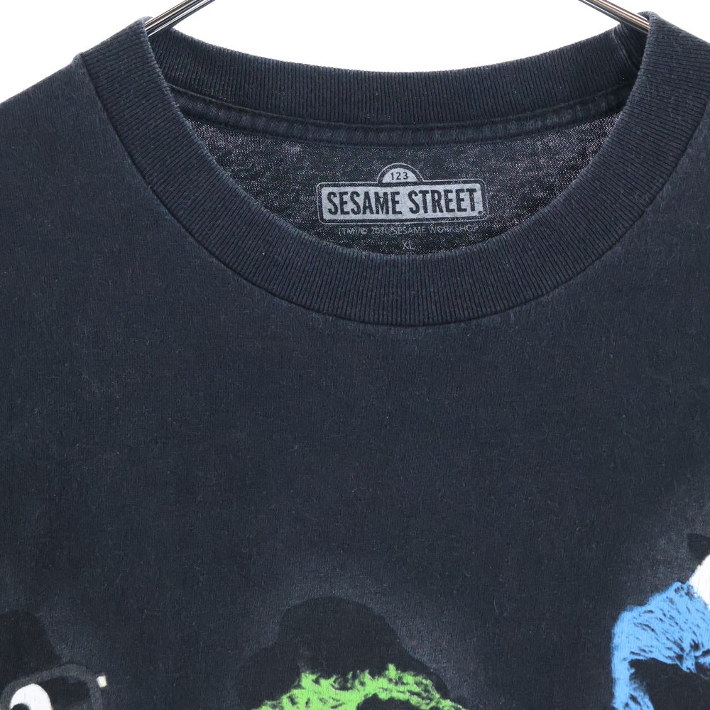VINTAGE(ヴィンテージ) SESAMI STREET セサミストリート フロントプリント クルーネック半袖Tシャツ カットソー ブラック