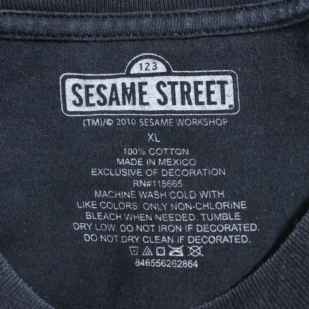 VINTAGE(ヴィンテージ) SESAMI STREET セサミストリート フロントプリント クルーネック半袖Tシャツ カットソー ブラック