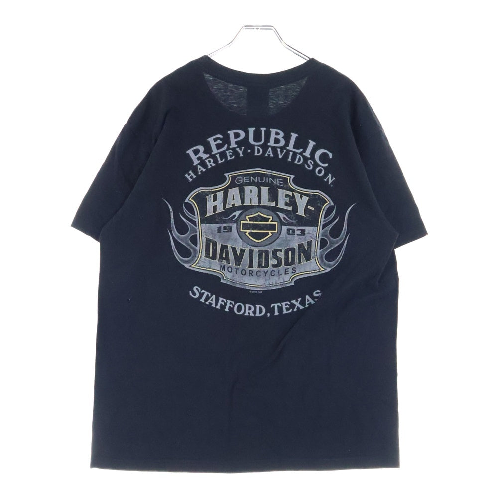 VINTAGE(ヴィンテージ) 20s HARLEY DAVIDSON ハーレーダビッドソン スカルプリント 両面プリントTシャツ 半袖カットソー ブラック