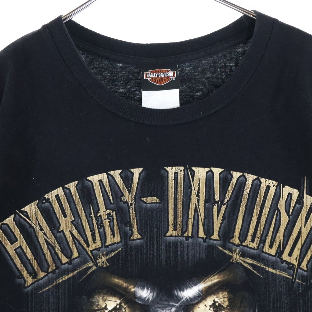 VINTAGE(ヴィンテージ) 20s HARLEY DAVIDSON ハーレーダビッドソン スカルプリント 両面プリントTシャツ 半袖カットソー ブラック