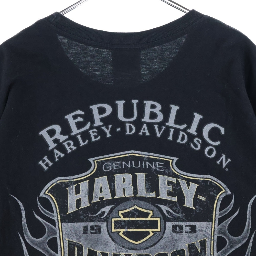 VINTAGE(ヴィンテージ) 20s HARLEY DAVIDSON ハーレーダビッドソン スカルプリント 両面プリントTシャツ 半袖カットソー ブラック