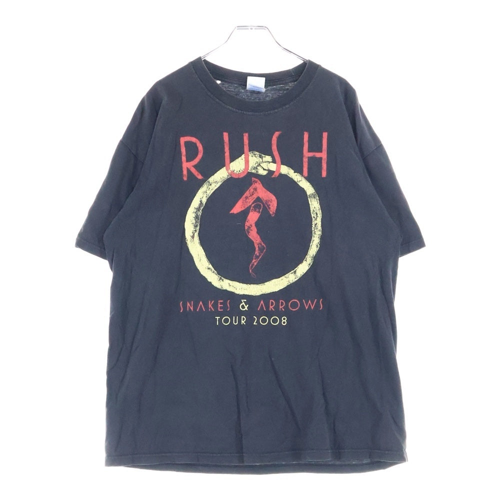 VINTAGE(ヴィンテージ) 20s Rush ラッシュ バンドT 両面プリント クルーネック半袖Tシャツ カットソー ブラック