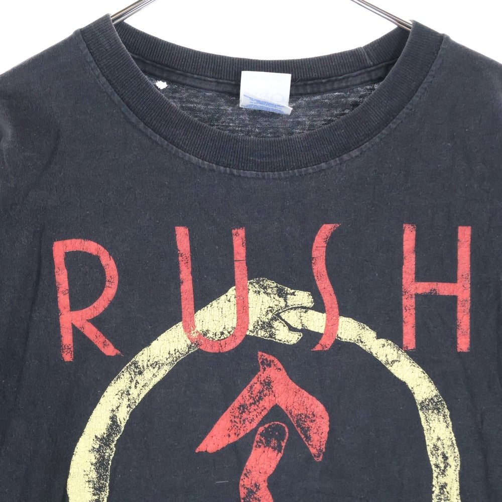 VINTAGE(ヴィンテージ) 20s Rush ラッシュ バンドT 両面プリント クルーネック半袖Tシャツ カットソー ブラック