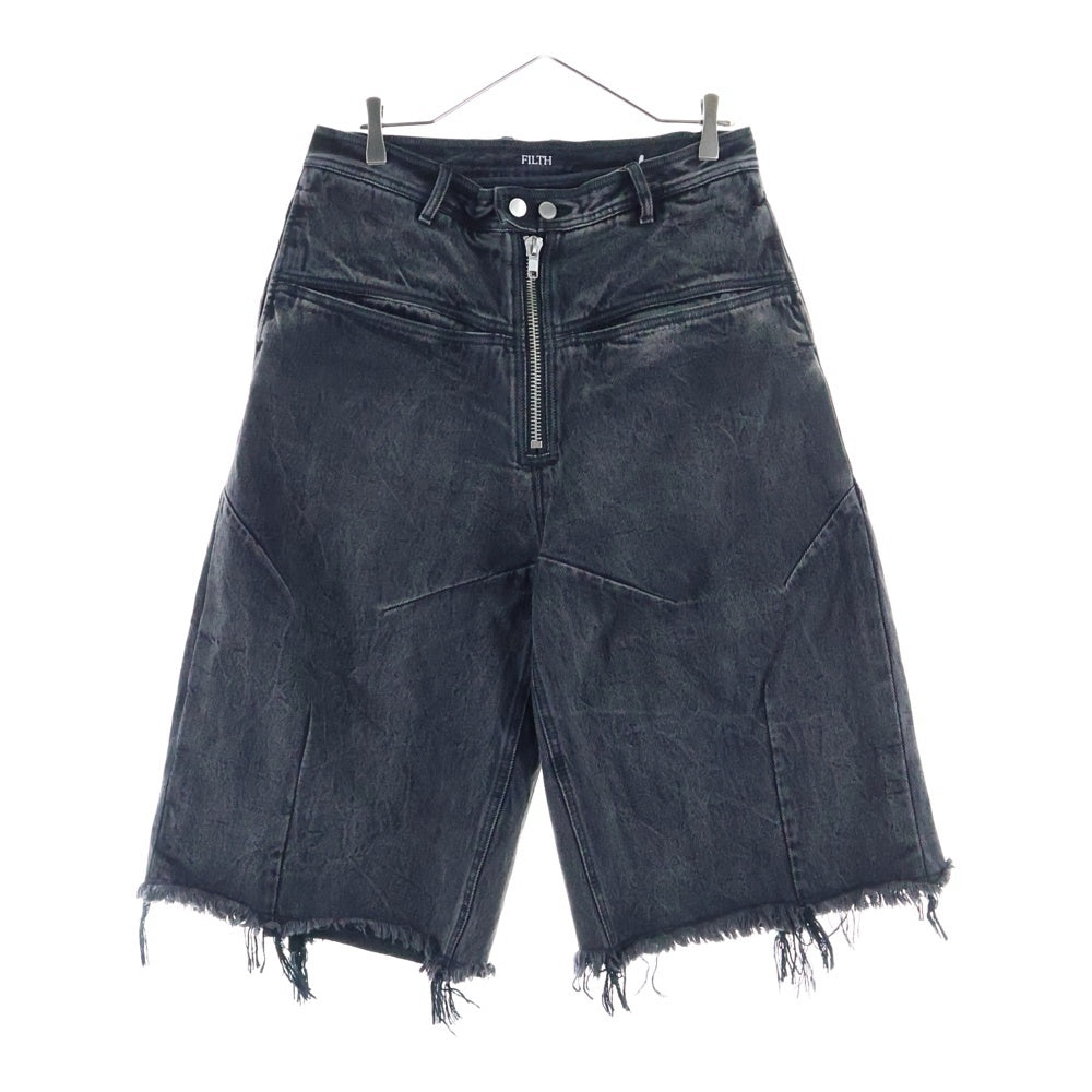 FILTH(フィルス) FRONT ZIP BAGGY DENIM SHORTS バギーデニム ハーフパンツ ショーツ ブラック