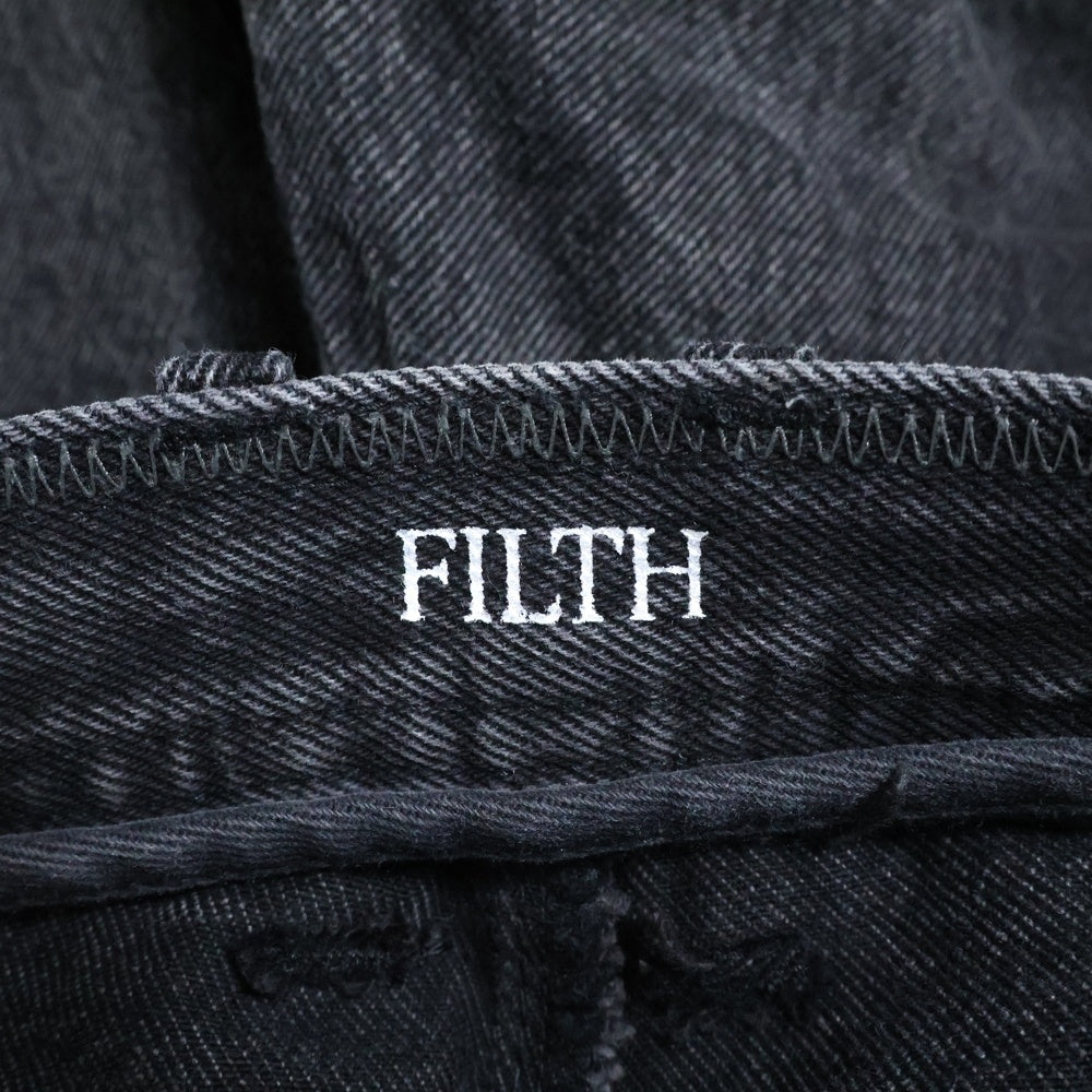 FILTH(フィルス) FRONT ZIP BAGGY DENIM SHORTS バギーデニム ハーフパンツ ショーツ ブラック