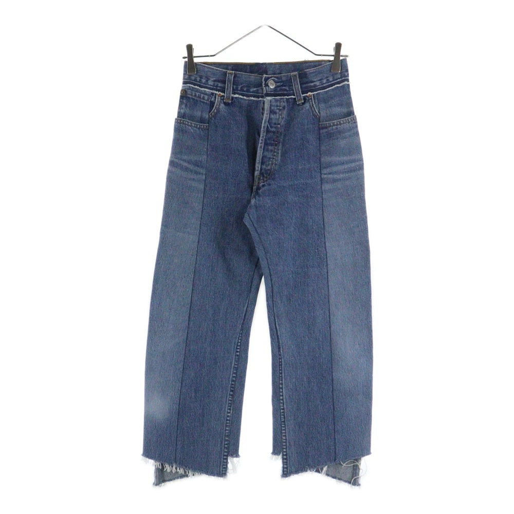 VETEMENTS(ヴェトモン) 再構築 ダメージ加工 クロップドデニムパンツ ジーンズ レディース インディゴ