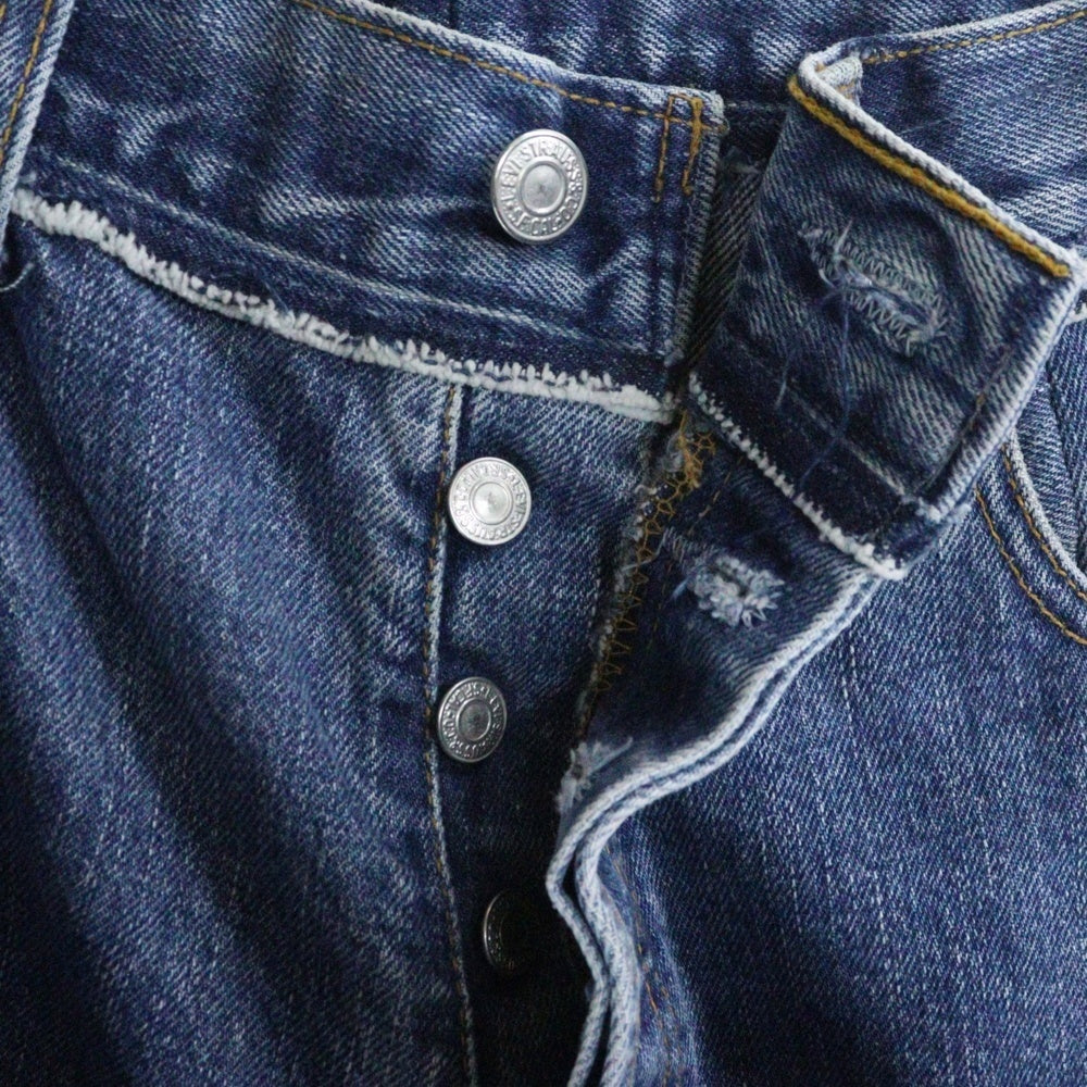VETEMENTS(ヴェトモン) 再構築 ダメージ加工 クロップドデニムパンツ ジーンズ レディース インディゴ