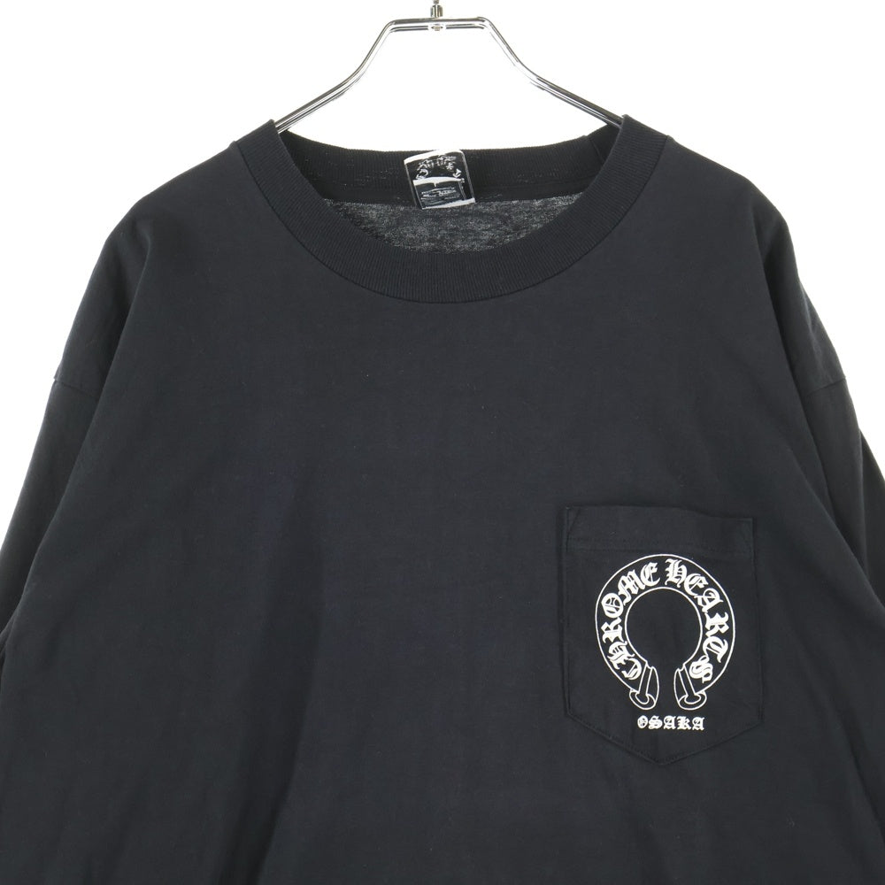 CHROME HEARTS(クロムハーツ) OSAKA Horseshoe ホースシュープリント フロントポケット 長袖Tシャツ カットソー ブラック