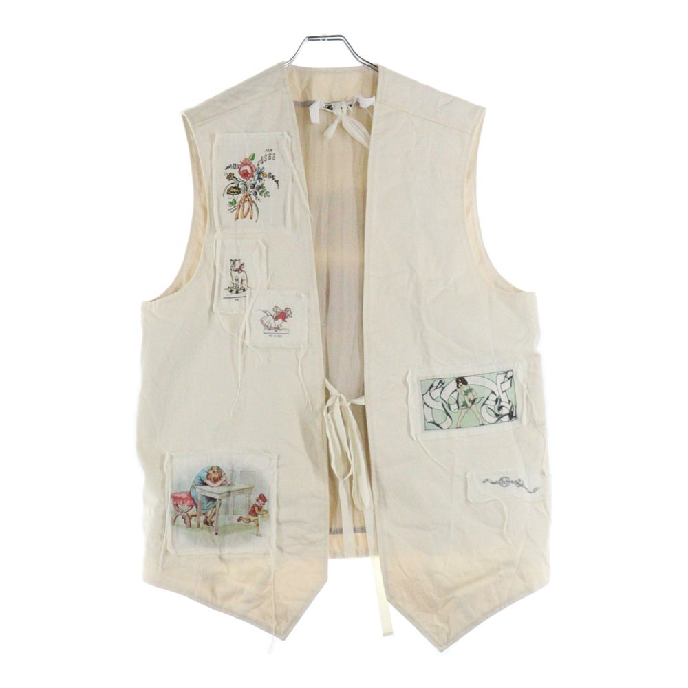 midorikawa(ミドリカワ) 25SS DENIM VEST IVORY パッチワーク ワッペン付き デニムベスト アイボリー