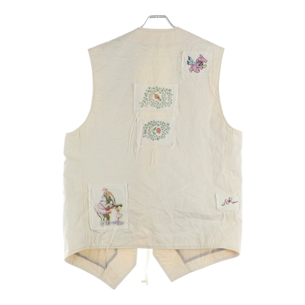 midorikawa(ミドリカワ) 25SS DENIM VEST IVORY パッチワーク ワッペン付き デニムベスト アイボリー