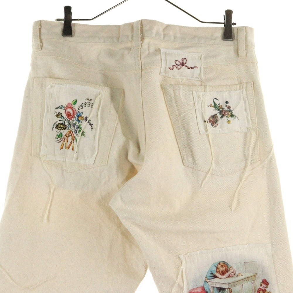 midorikawa(ミドリカワ) 25SS DENIM PANTS IVORY パッチワーク ワッペン付き デニムパンツ アイボリー