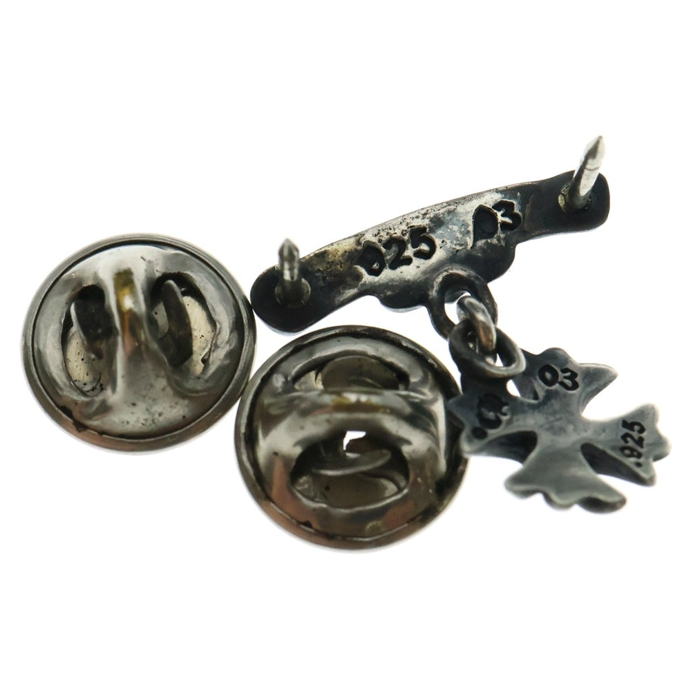 CHROME HEARTS(クロムハーツ) CHクロス スクロールラベル ピンバッチ ブローチ シルバー