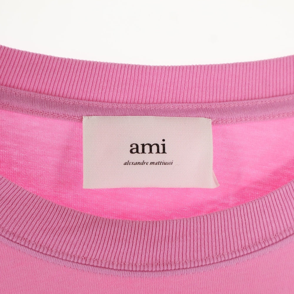 AMI Alexandre Mattiussi(アミアレクサンドルマテュッシ) フロントロゴ刺繍 半袖Tシャツ カットソー ピンク