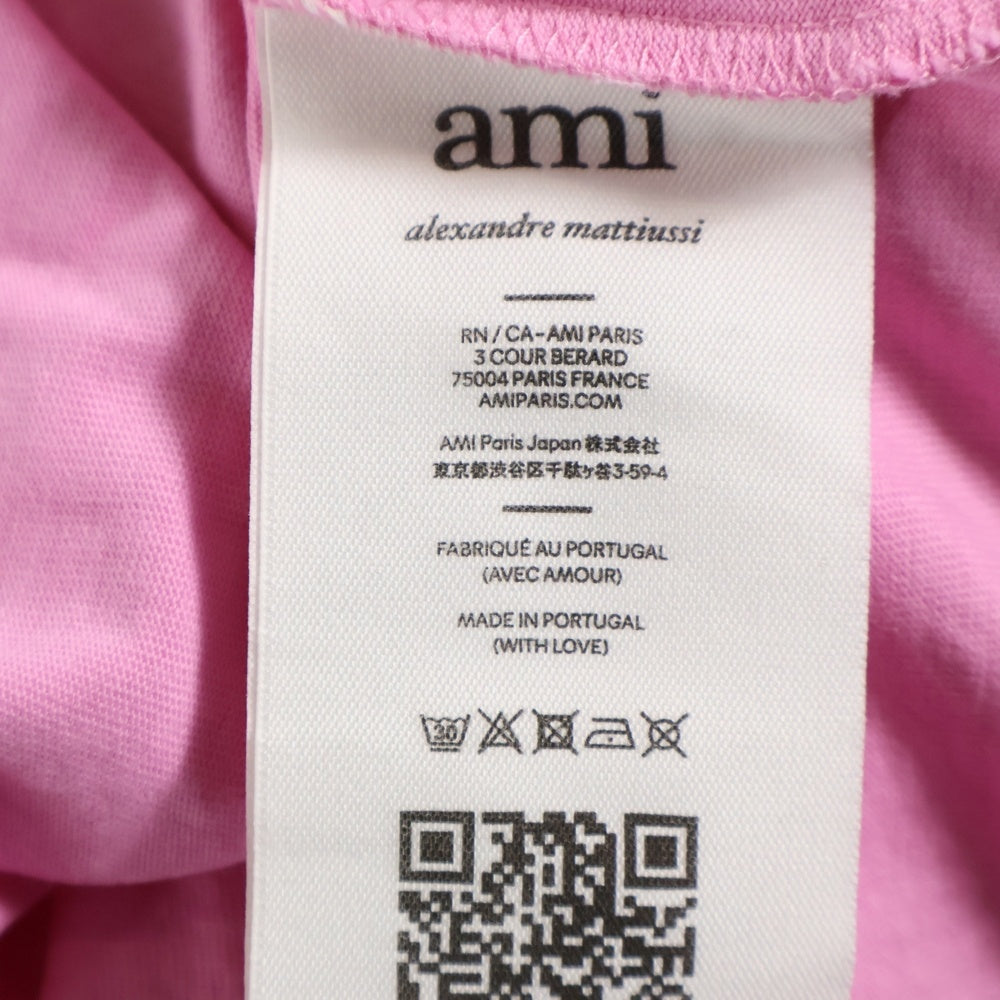 AMI Alexandre Mattiussi(アミアレクサンドルマテュッシ) フロントロゴ刺繍 半袖Tシャツ カットソー ピンク