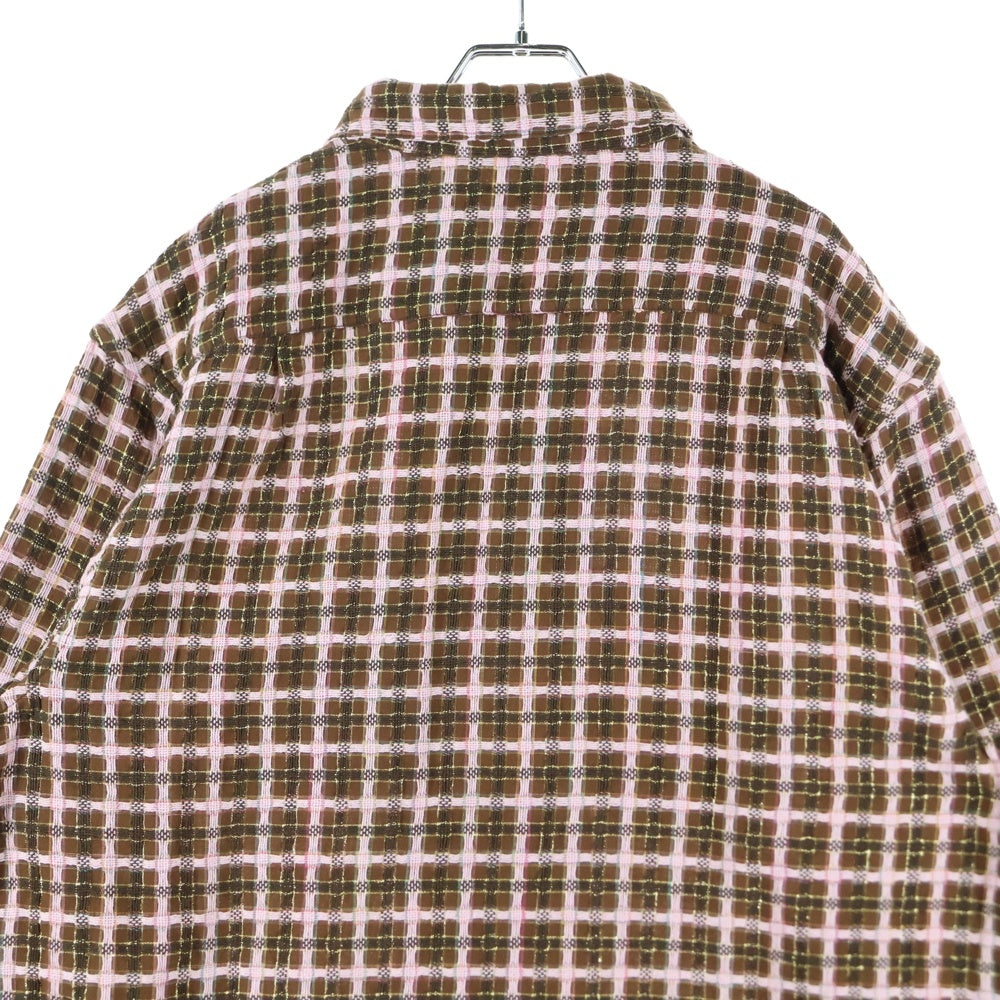 SUPREME(シュプリーム) 25AW Metallic Plaid Zip Up Shirt メタリック プレイド ジップアップ 長袖シャツ チェック柄 ブラウン
