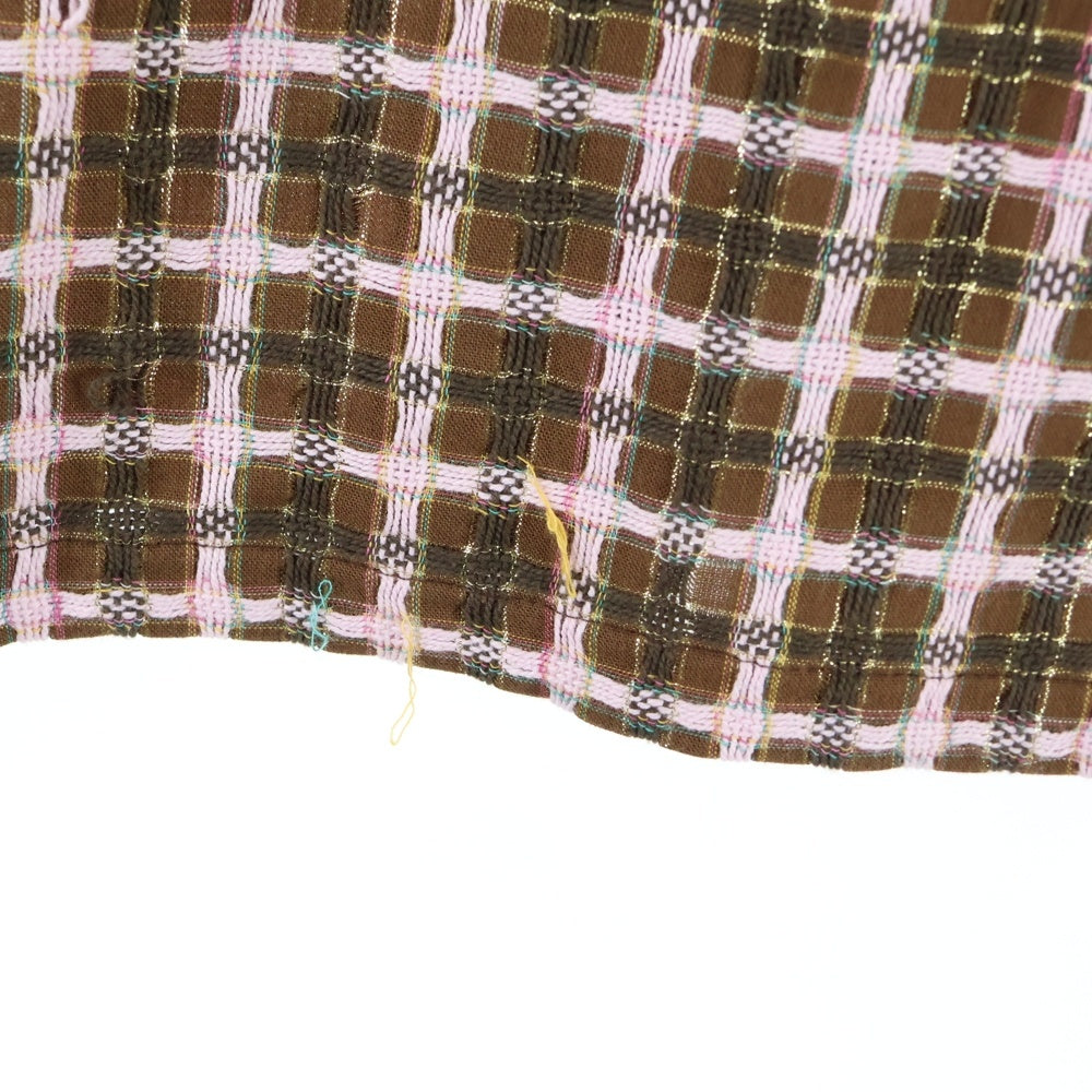 SUPREME(シュプリーム) 25AW Metallic Plaid Zip Up Shirt メタリック プレイド ジップアップ 長袖シャツ チェック柄 ブラウン