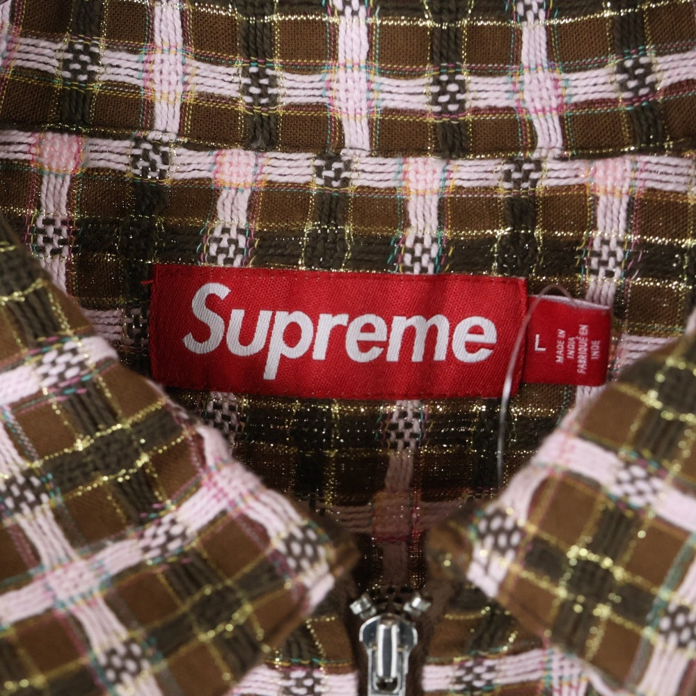 SUPREME(シュプリーム) 25AW Metallic Plaid Zip Up Shirt メタリック プレイド ジップアップ 長袖シャツ チェック柄 ブラウン