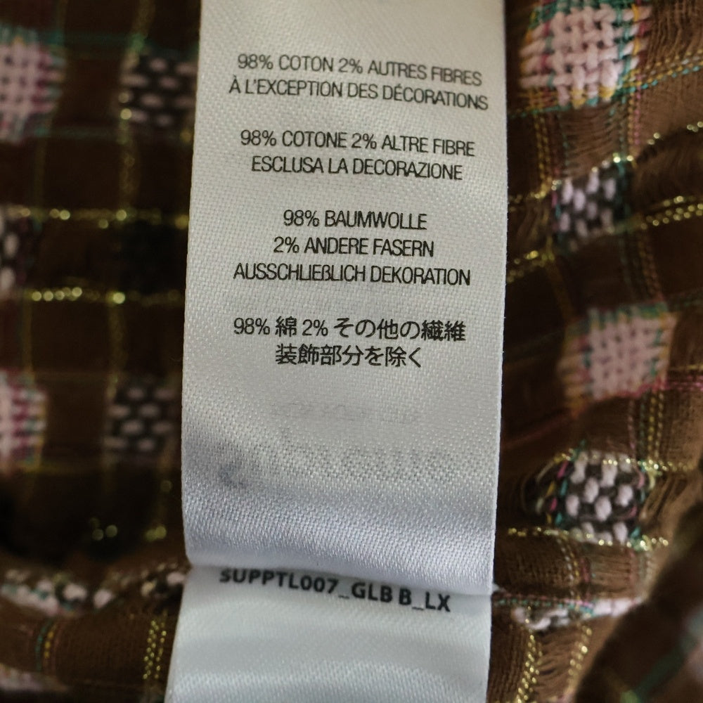 SUPREME(シュプリーム) 25AW Metallic Plaid Zip Up Shirt メタリック プレイド ジップアップ 長袖シャツ チェック柄 ブラウン