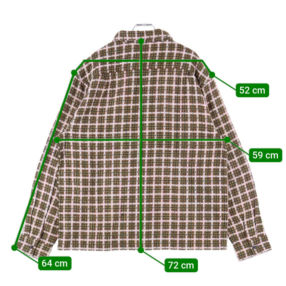 SUPREME(シュプリーム) 25AW Metallic Plaid Zip Up Shirt メタリック プレイド ジップアップ 長袖シャツ チェック柄 ブラウン