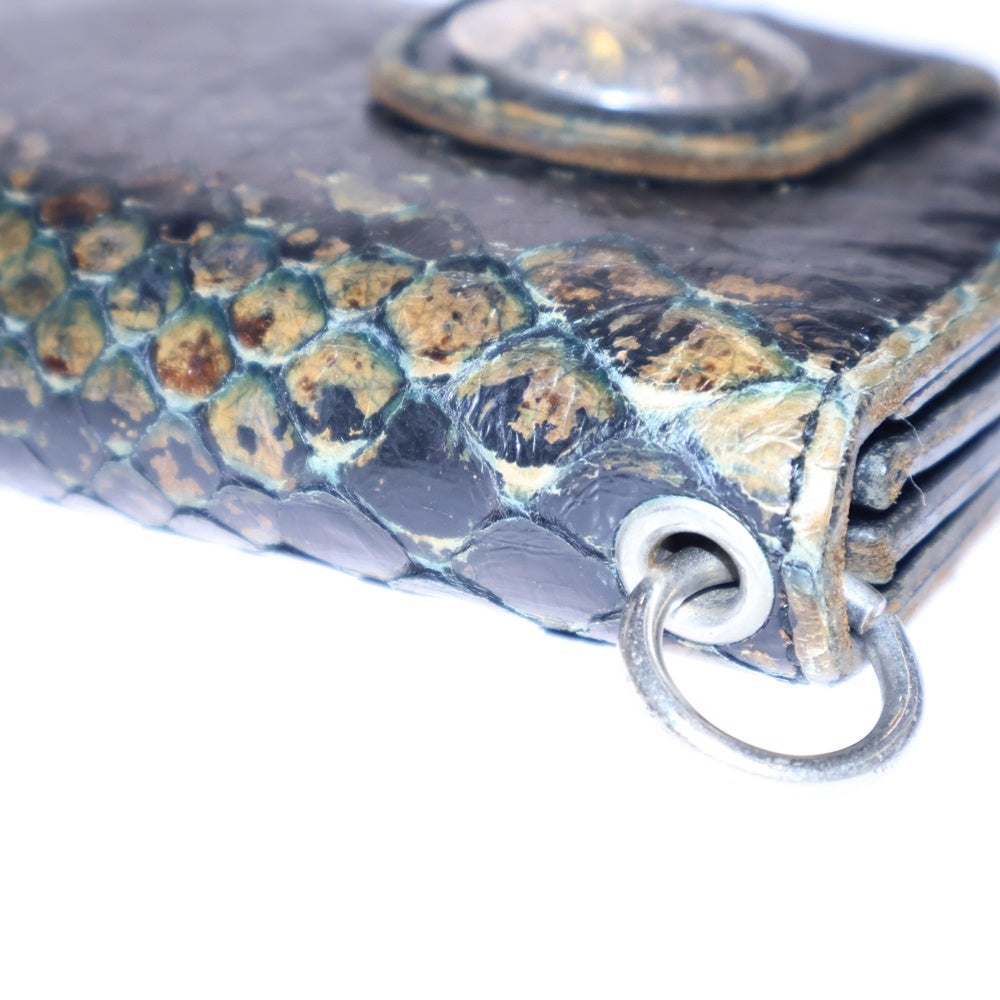 NO BRAND(ノーブランド) KCs ケーシーズ パイソン コインコンチョ付き ロング バイカーウォレット ブラック