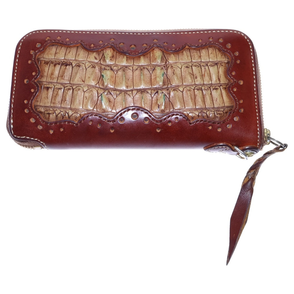 NO BRAND(ノーブランド) KCs ケーシーズ エキゾチック ロング レザーウォレット ブラウン