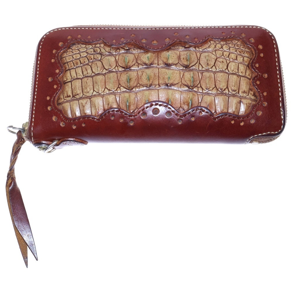 NO BRAND(ノーブランド) KCs ケーシーズ エキゾチック ロング レザーウォレット ブラウン