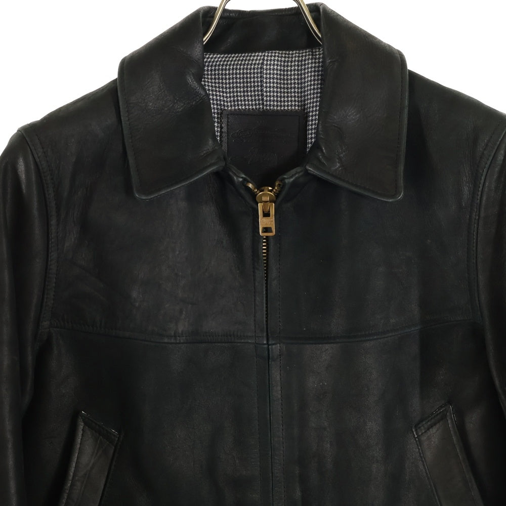 STUSSY(ステューシー) カウレザー 牛革 カーコート ジャケット ブラック