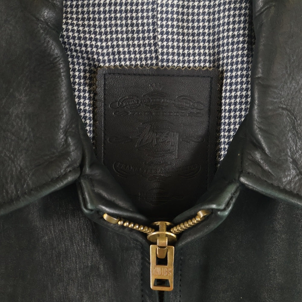 STUSSY(ステューシー) カウレザー 牛革 カーコート ジャケット ブラック