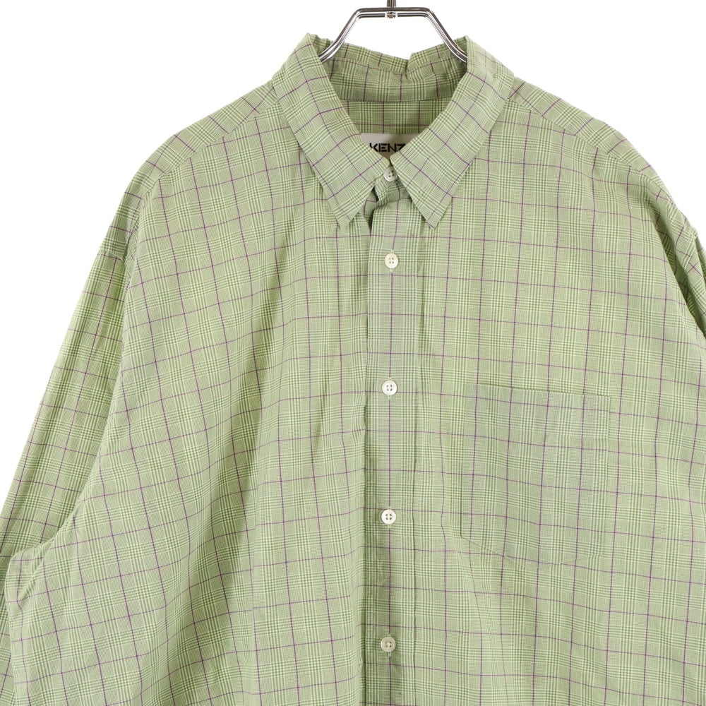 KENZO(ケンゾー) フロントポケット チェック柄 長袖シャツ グリーン