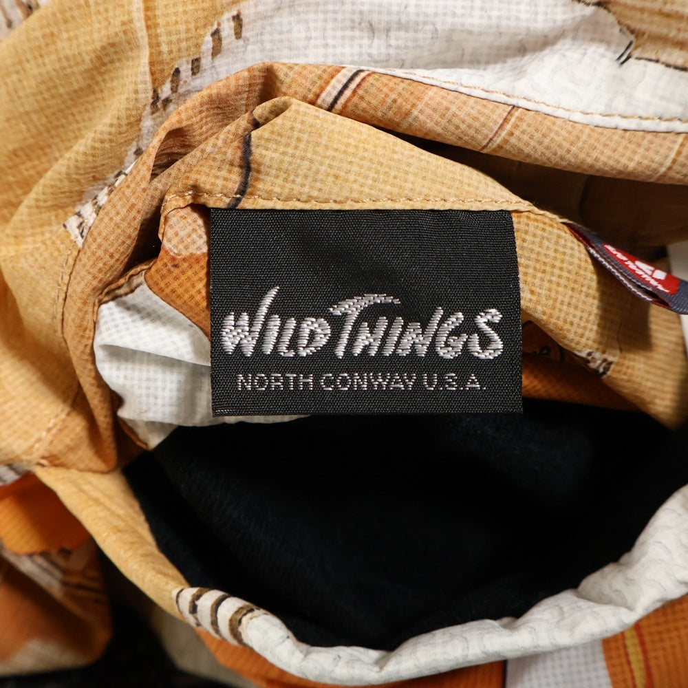 WILD THINGS(ワイルドシングス) ×UND 総柄 ナイロン ジップアップ ベスト ジャケット オレンジ