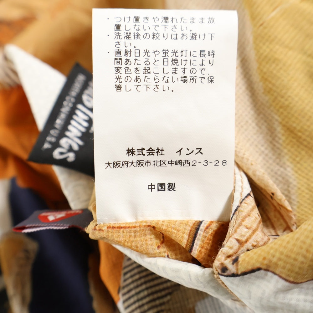 WILD THINGS(ワイルドシングス) ×UND 総柄 ナイロン ジップアップ ベスト ジャケット オレンジ